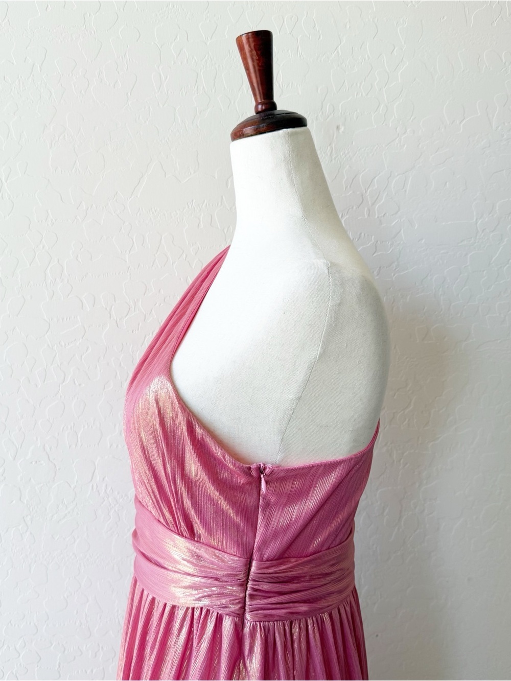 Faeriesty Dressalisa Maternity One Shoulder Floor Length Pink Metallic Gown - Picture 5 of 11